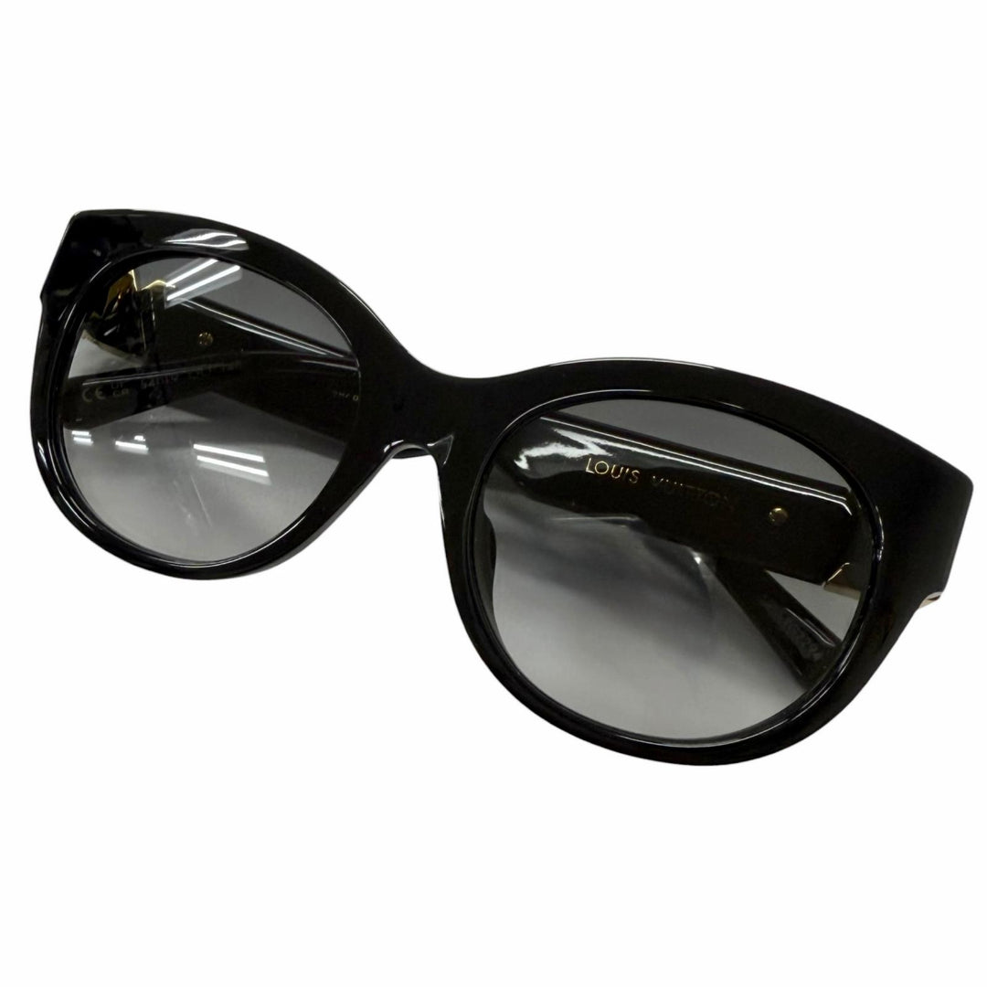 Excellent LOUIS VUITTON LV GO-14 Round Sunglasses black Women Z2378E