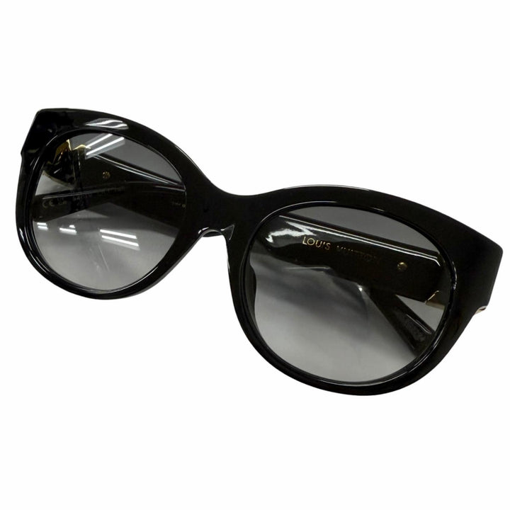 Excellent LOUIS VUITTON LV GO-14 Round Sunglasses black Women Z2378E