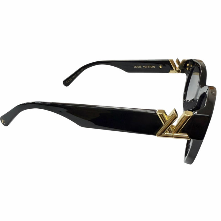 Excellent LOUIS VUITTON LV GO-14 Round Sunglasses black Women Z2378E