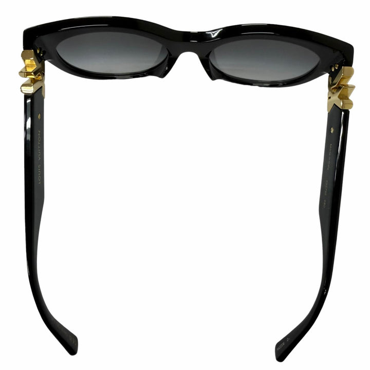 Excellent LOUIS VUITTON LV GO-14 Round Sunglasses black Women Z2378E