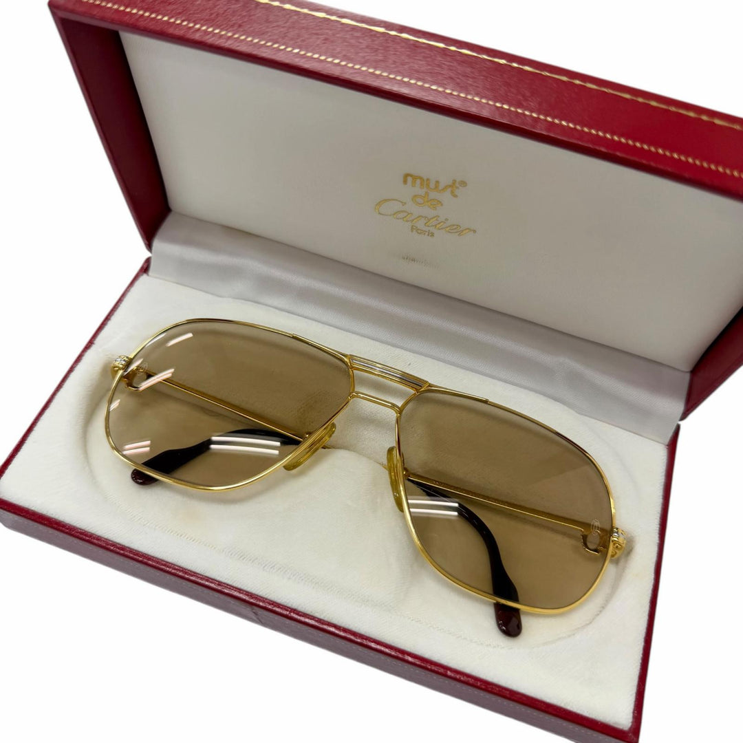 Excellent Cartier sunglasses Trinity Two Bridges gold mens