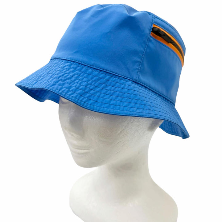 Pristine HERMES hat MAGIC TOILOVENT H Logo Zip Bucket Hat blue polyamide mens