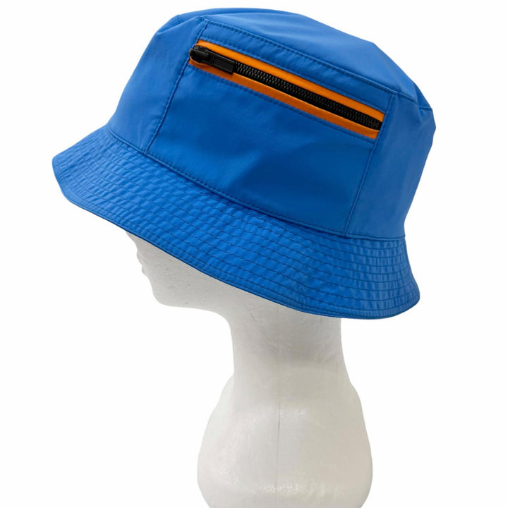Pristine HERMES hat MAGIC TOILOVENT H Logo Zip Bucket Hat blue polyamide mens