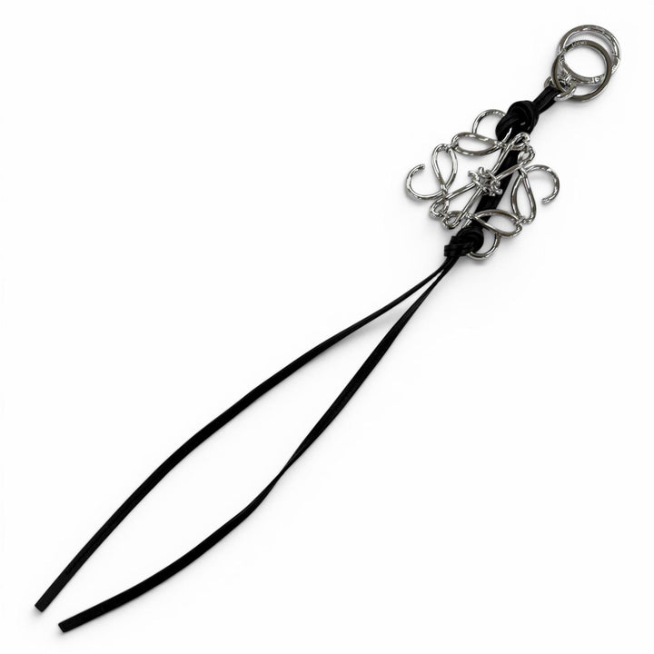 Great LOEWE Bag charm Anagram Keychain Keyring black leather Women C821232X02