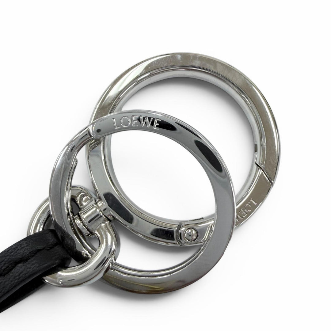 Great LOEWE Bag charm Anagram Keychain Keyring black leather Women C821232X02