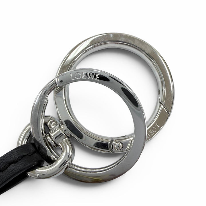 Great LOEWE Bag charm Anagram Keychain Keyring black leather Women C821232X02