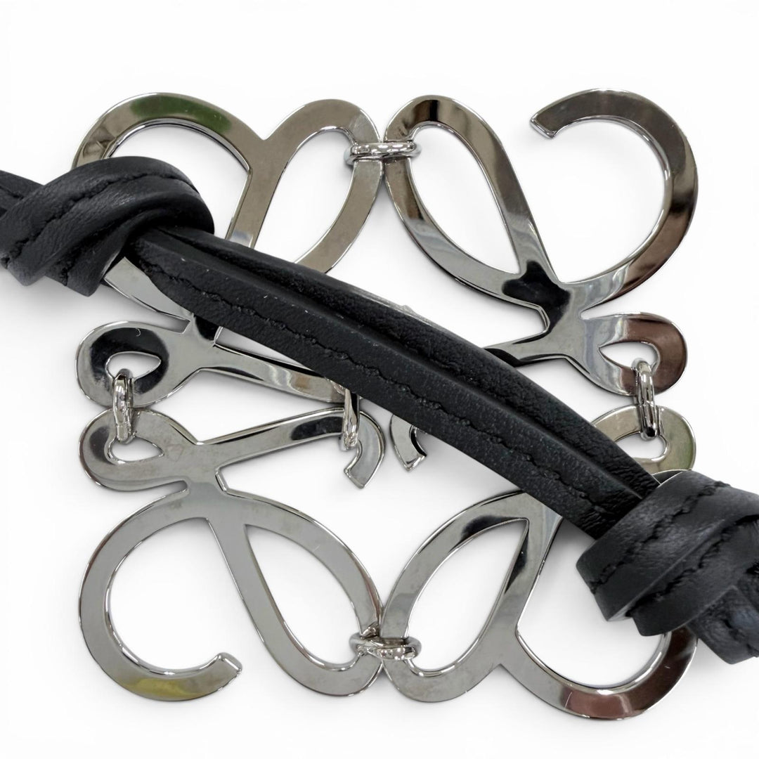 Great LOEWE Bag charm Anagram Keychain Keyring black leather Women C821232X02