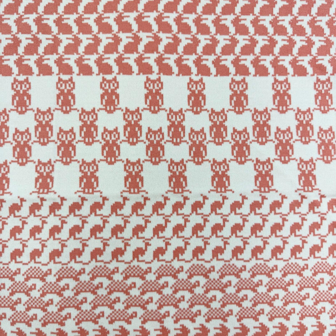Pristine HERMES blanket Plaid Tricot Animo Pixel Knit Coral cotton Women
