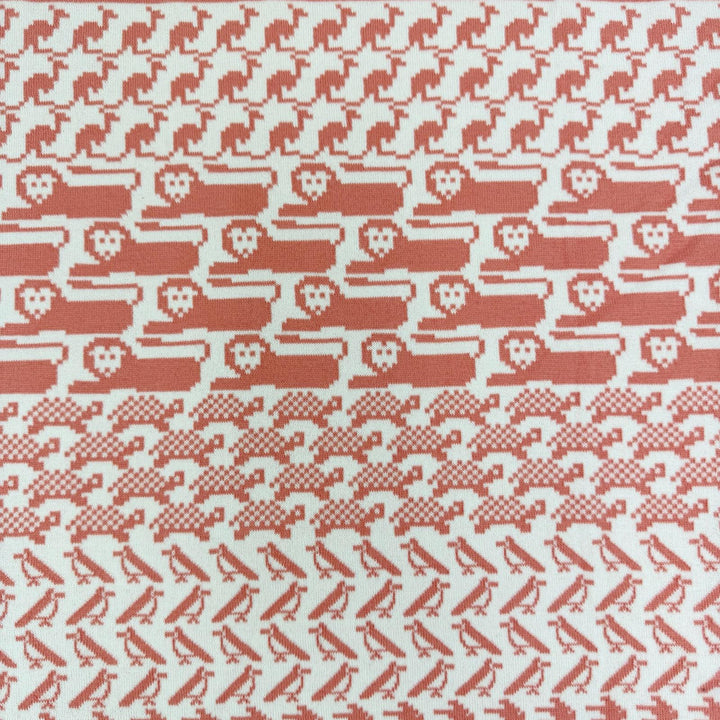 Pristine HERMES blanket Plaid Tricot Animo Pixel Knit Coral cotton Women