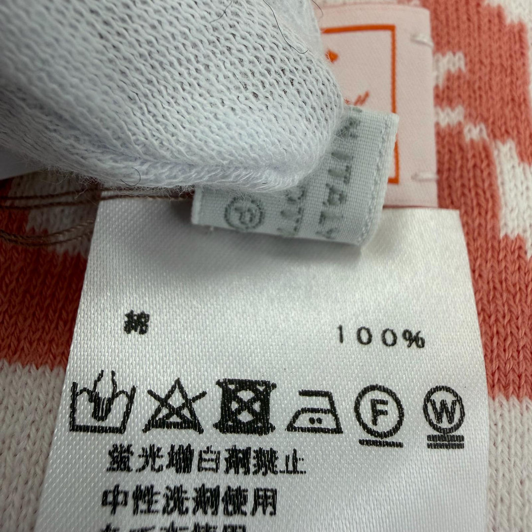 Pristine HERMES blanket Plaid Tricot Animo Pixel Knit Coral cotton Women