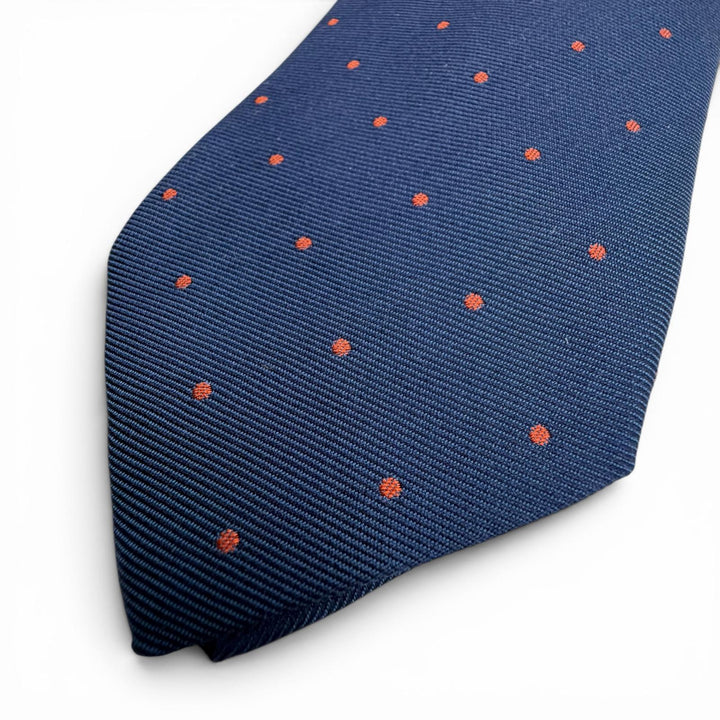 Pristine HERMES tie Twill Tie Sporty Dots Golf blue silk mens 339370T