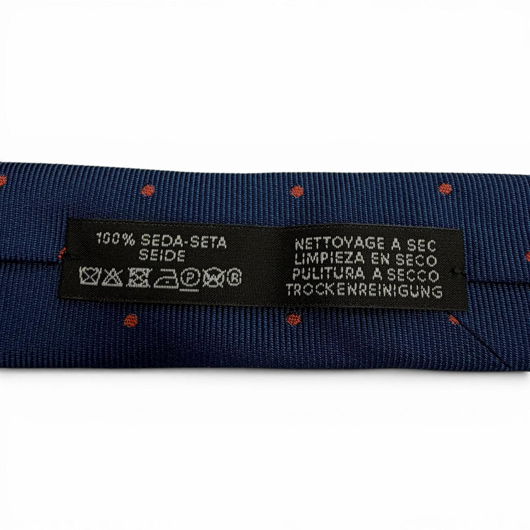 Pristine HERMES tie Twill Tie Sporty Dots Golf blue silk mens 339370T