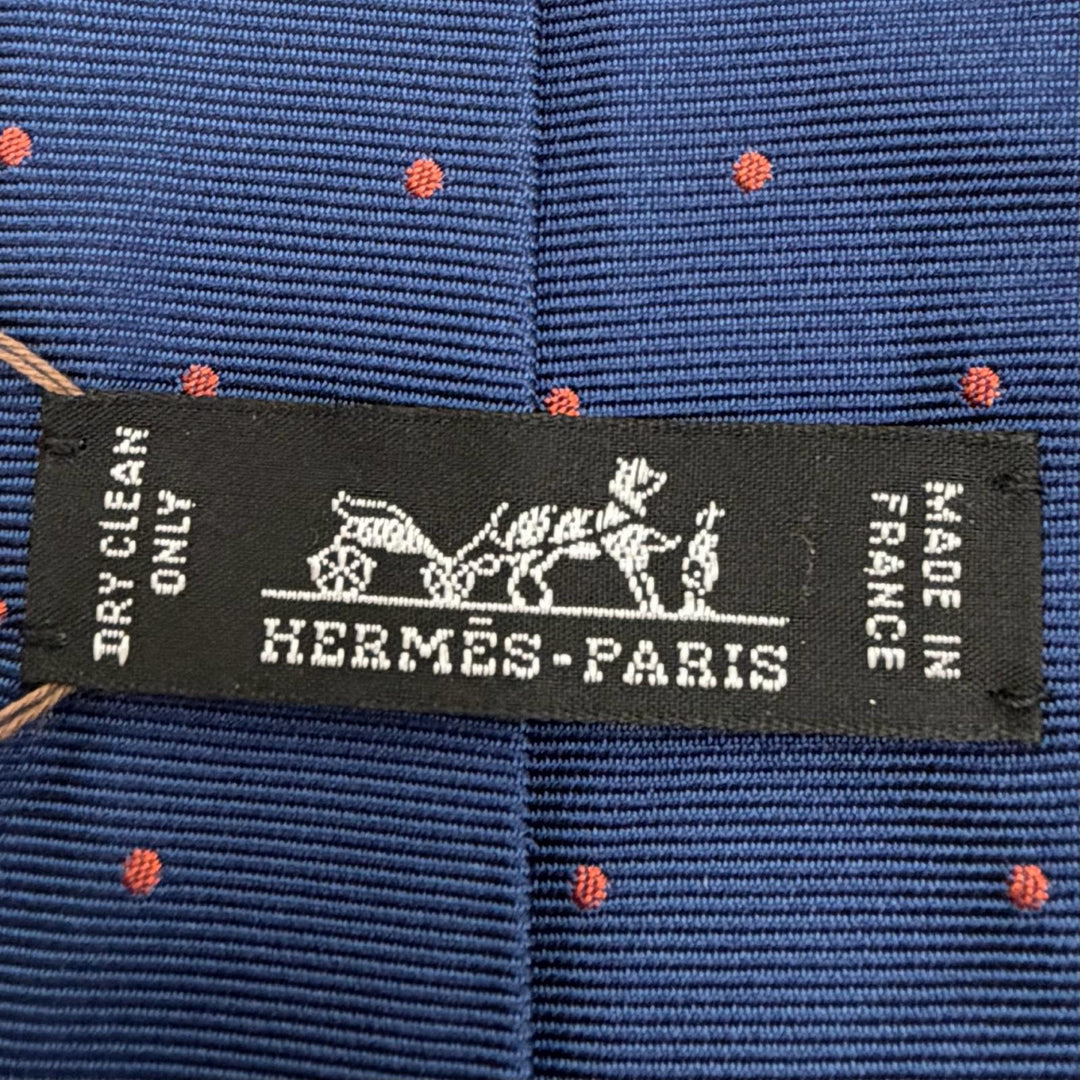 Pristine HERMES tie Twill Tie Sporty Dots Golf blue silk mens 339370T