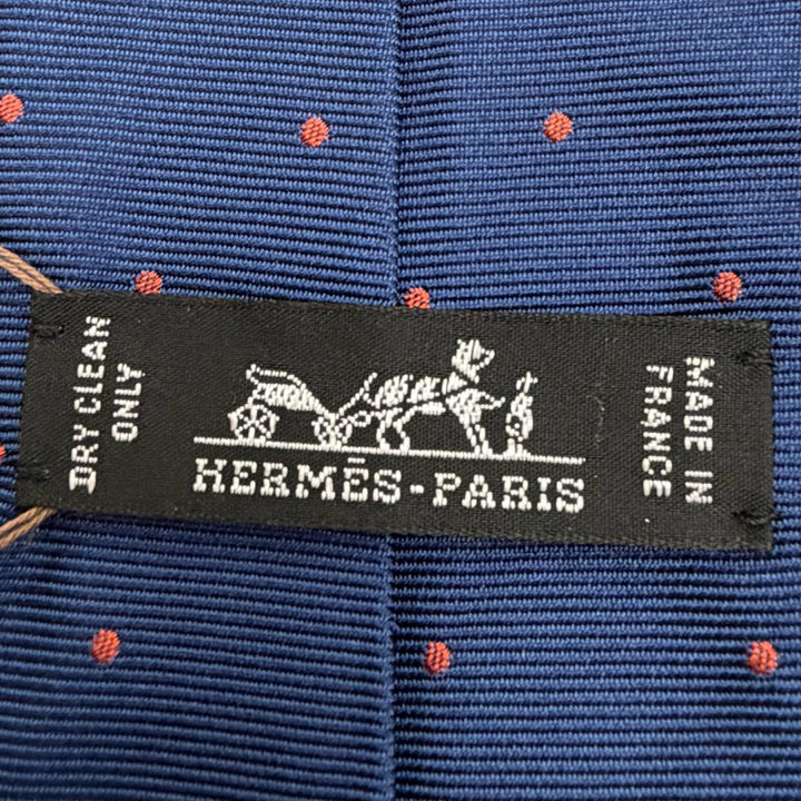 Pristine HERMES tie Twill Tie Sporty Dots Golf blue silk mens 339370T