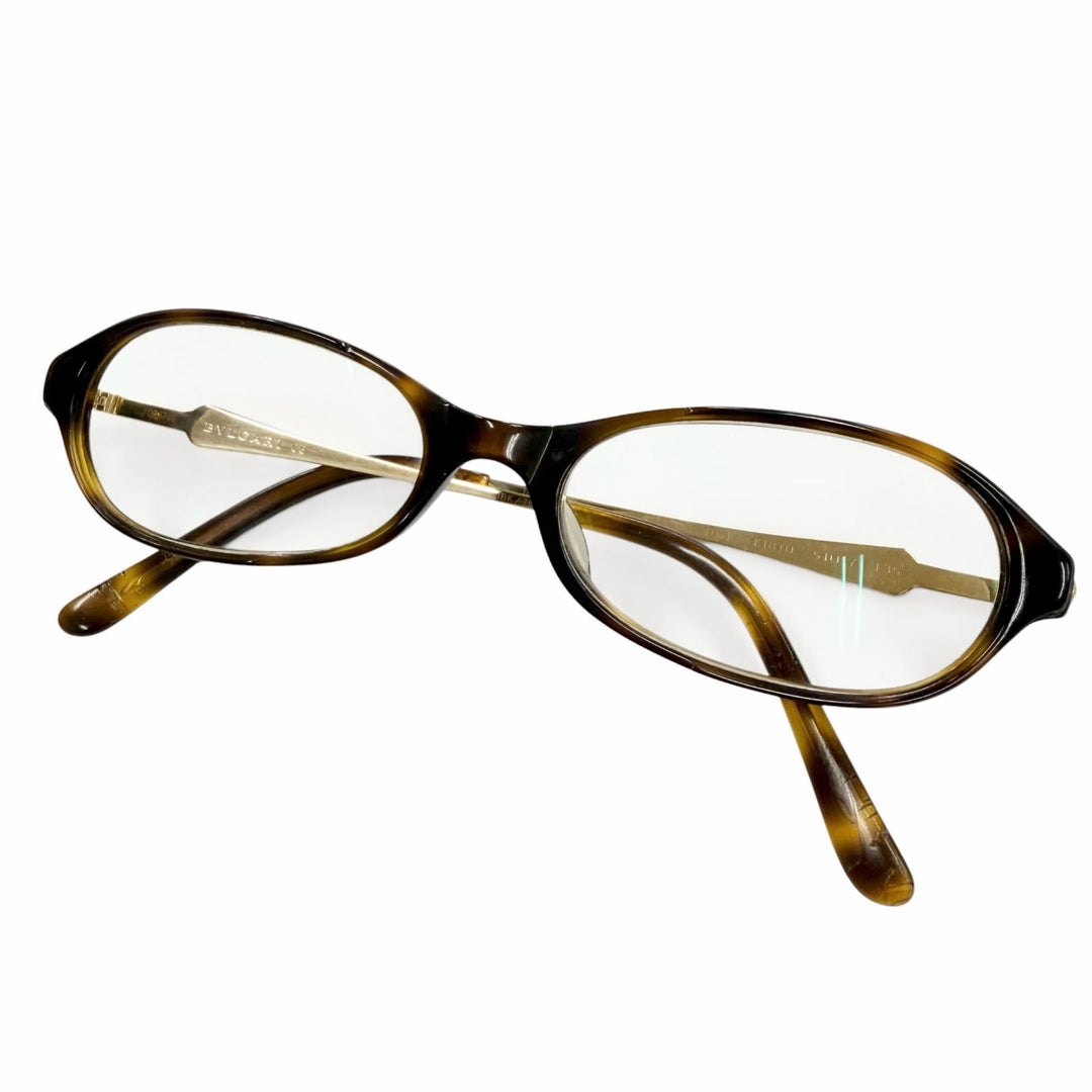 Good BVLGARI Glasses Square Brown demi 18K mens