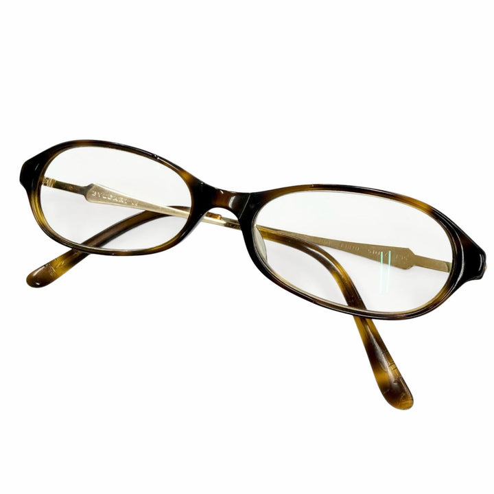 Good BVLGARI Glasses Square Brown demi 18K mens