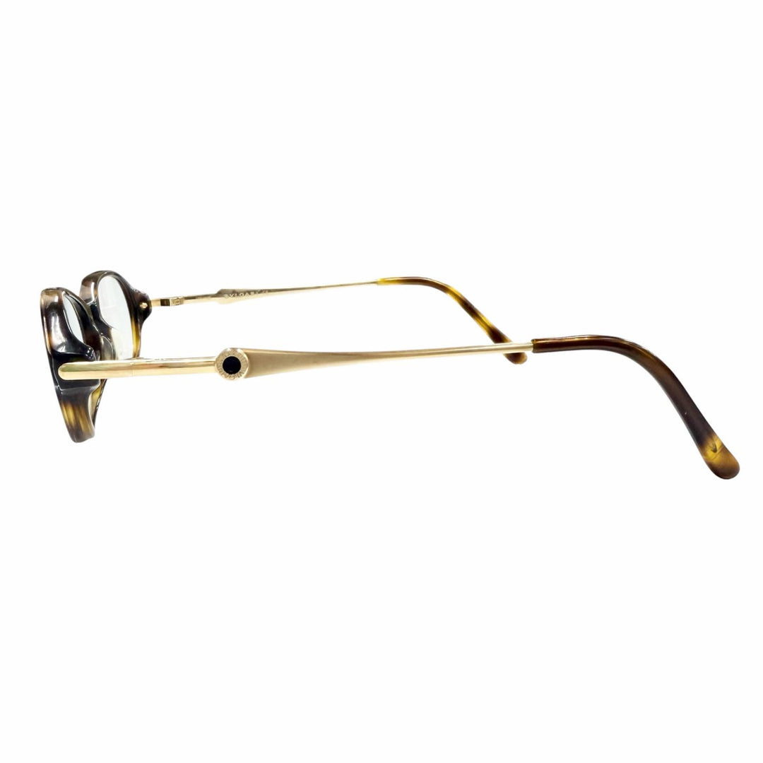 Good BVLGARI Glasses Square Brown demi 18K mens