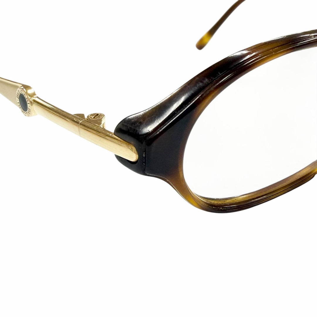 Good BVLGARI Glasses Square Brown demi 18K mens