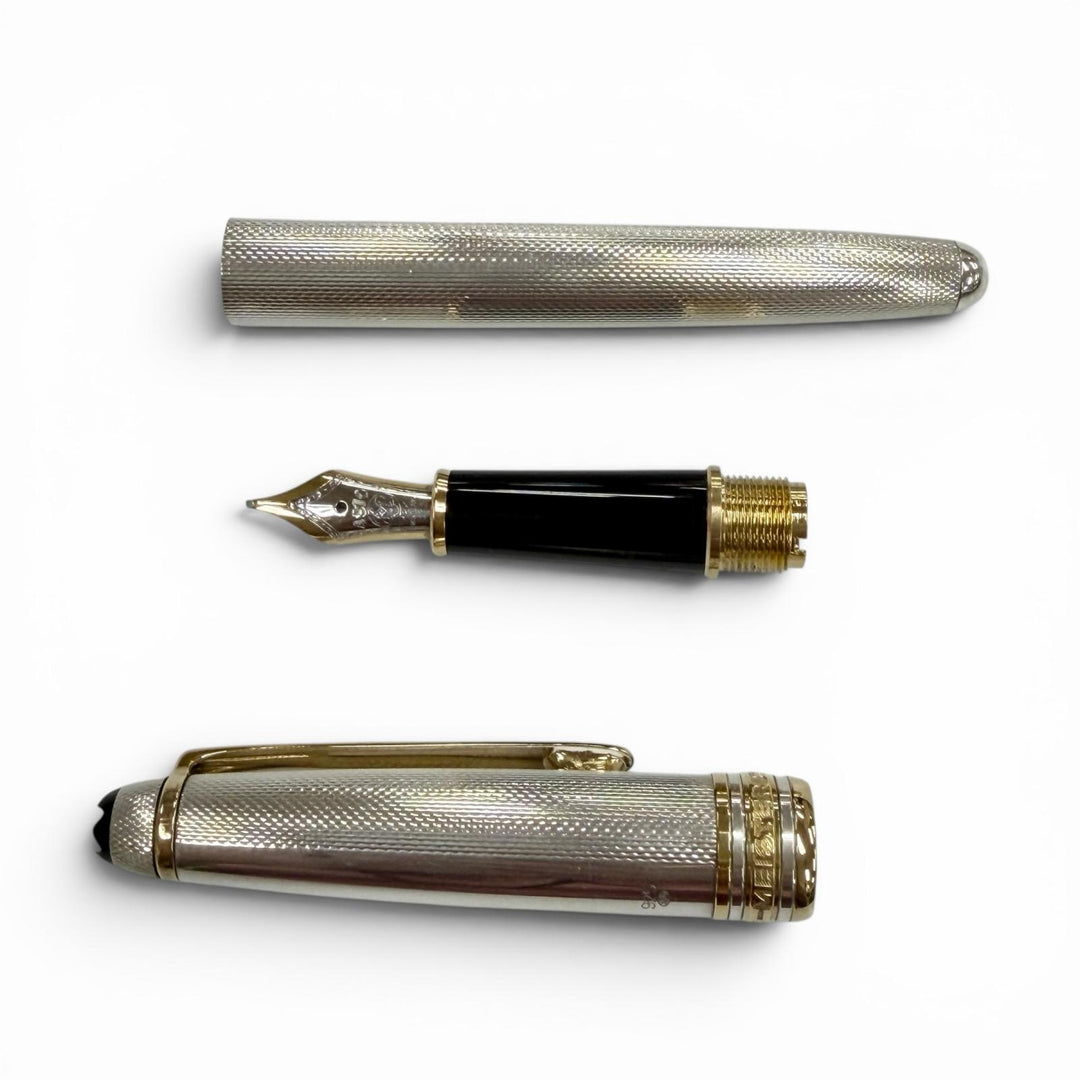 Excellent MONTBLANC fountain pen Meisterstück 1446 Solitaire Silver 18K mens
