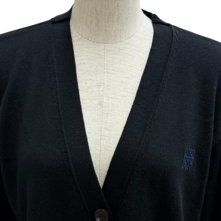 Pristine LOEWE cardigan anagram embroidery V-neck knit wool S Q825Y16K04