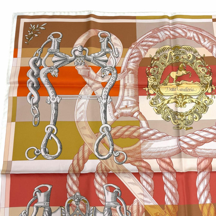 Excellent HERMES scarf Gavroche della Cavalleria Double face Multi silk Women