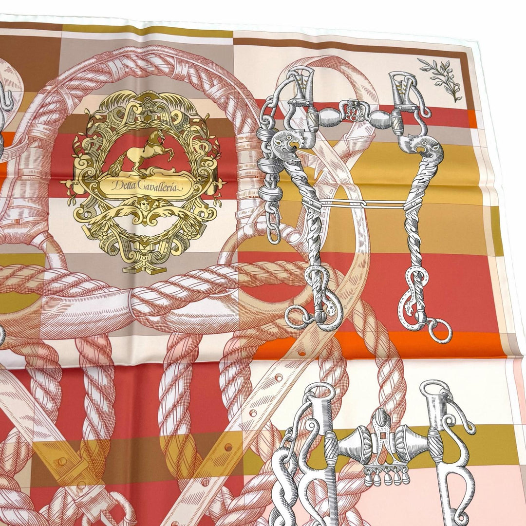 Excellent HERMES scarf Gavroche della Cavalleria Double face Multi silk Women