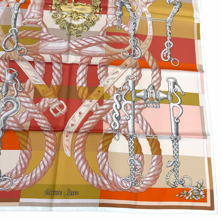 Excellent HERMES scarf Gavroche della Cavalleria Double face Multi silk Women