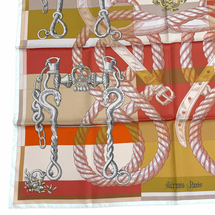 Excellent HERMES scarf Gavroche della Cavalleria Double face Multi silk Women