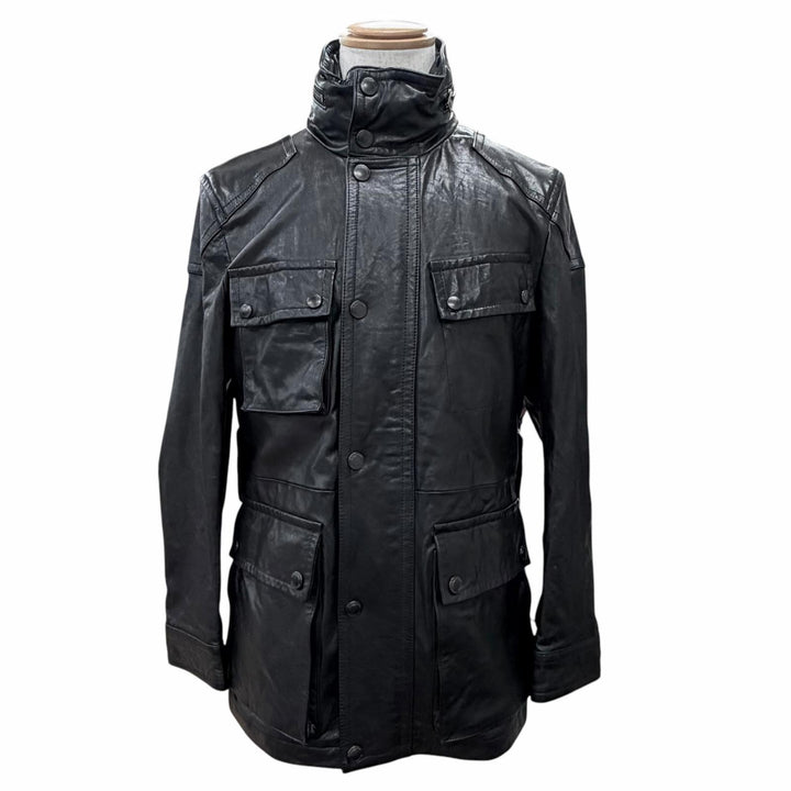 Very Good BURBERRY LONDON Lamb leather rider coat with Nova Check pattern L