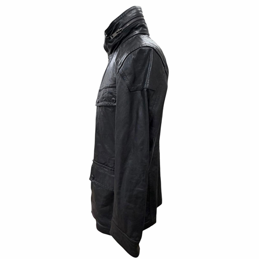 Very Good BURBERRY LONDON Lamb leather rider coat with Nova Check pattern L