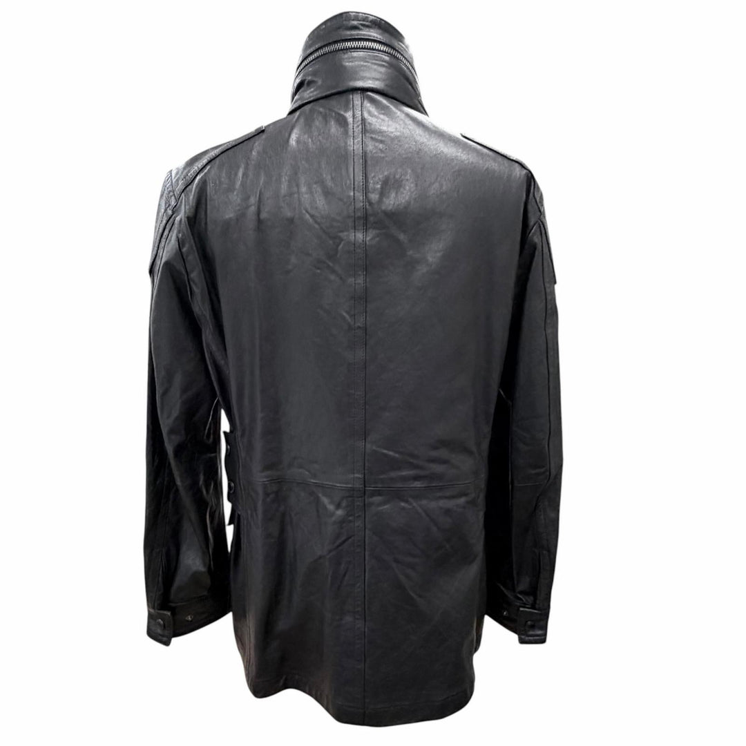 Very Good BURBERRY LONDON Lamb leather rider coat with Nova Check pattern L