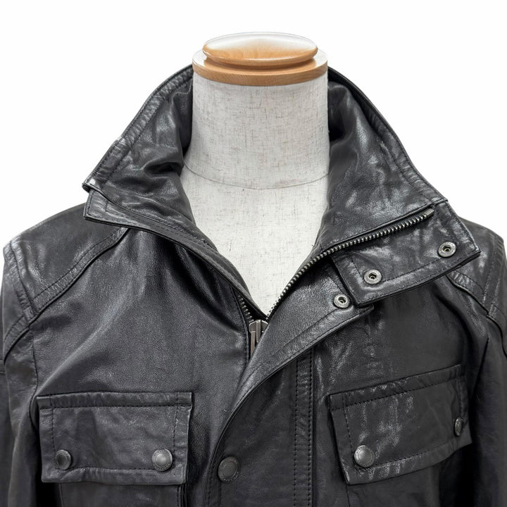 Very Good BURBERRY LONDON Lamb leather rider coat with Nova Check pattern L