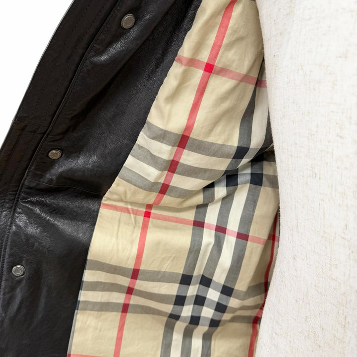 Very Good BURBERRY LONDON Lamb leather rider coat with Nova Check pattern L