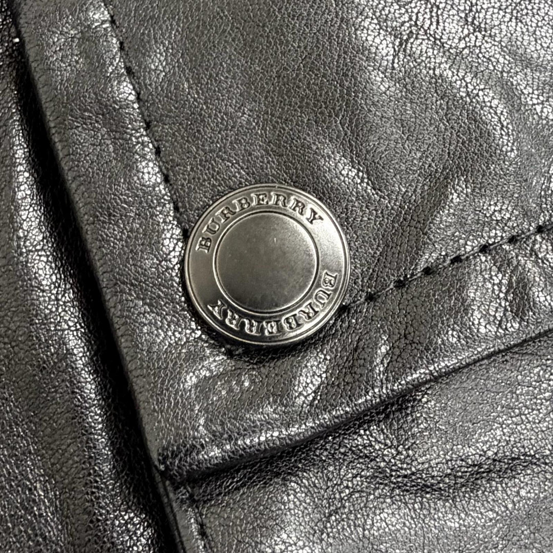 Very Good BURBERRY LONDON Lamb leather rider coat with Nova Check pattern L