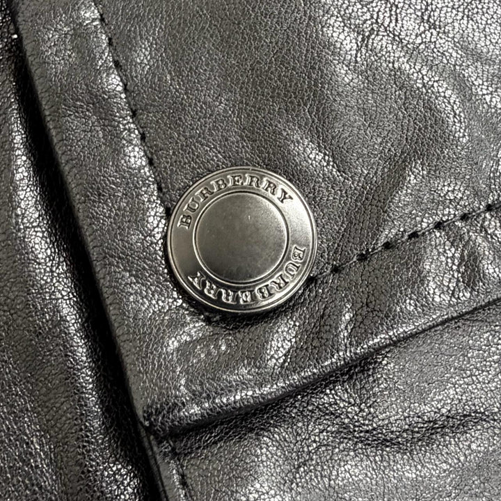 Very Good BURBERRY LONDON Lamb leather rider coat with Nova Check pattern L