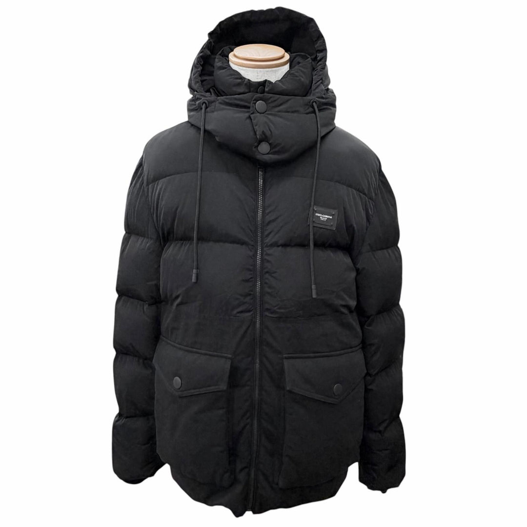 Great DOLCE&GABBANA Down jacket Black tag, with logo, hooded blacks 44