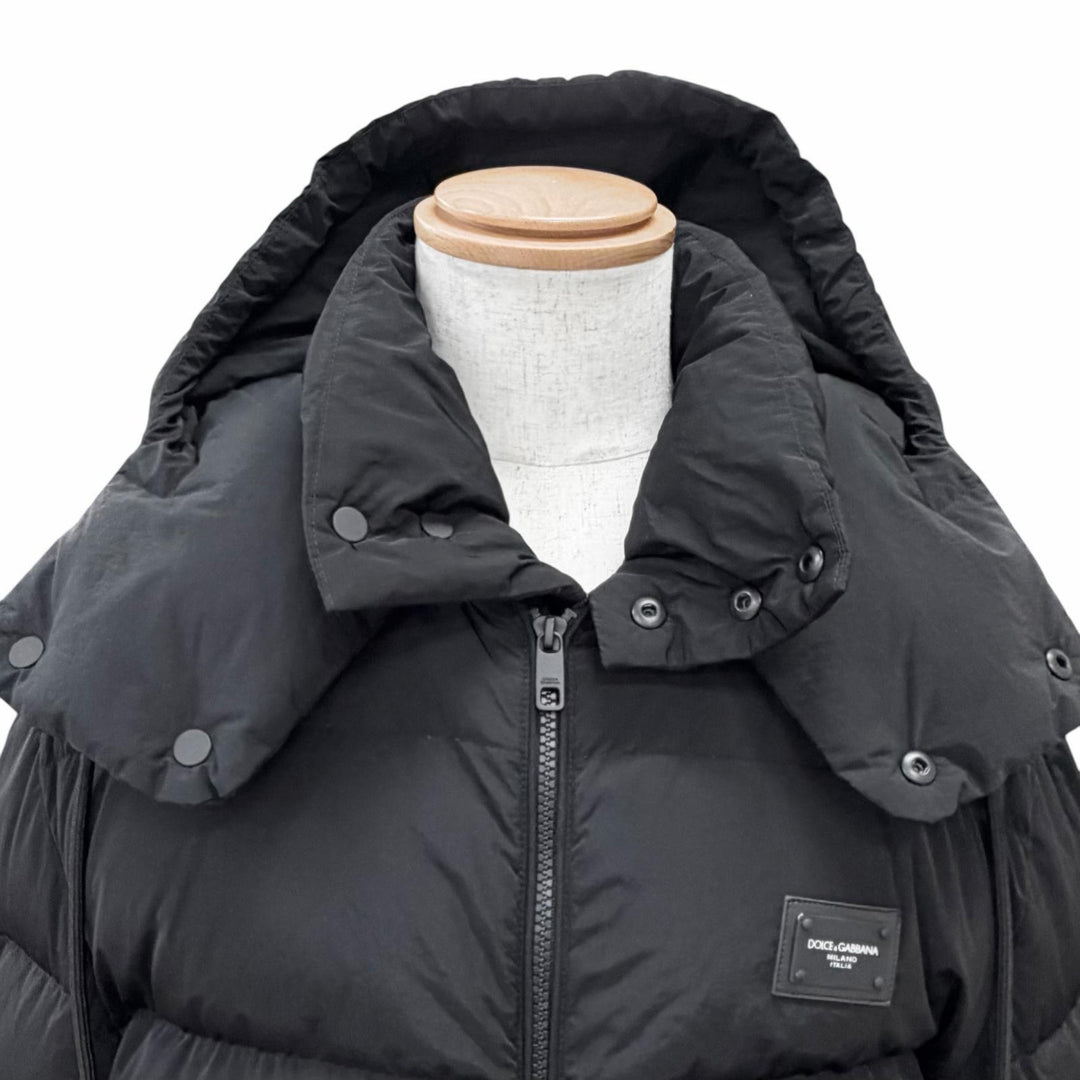 Great DOLCE&GABBANA Down jacket Black tag, with logo, hooded blacks 44