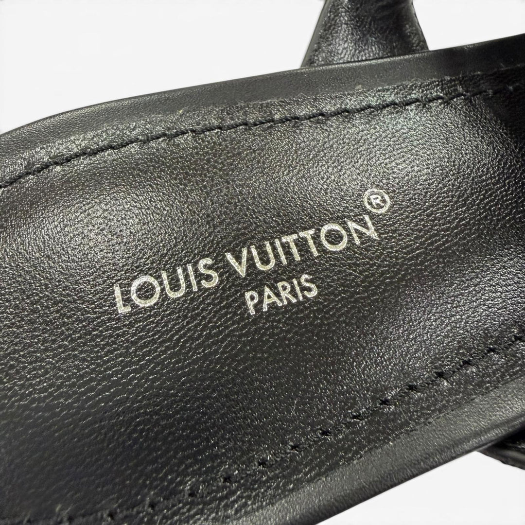 Pristine LOUIS VUITTON Sandals Legacy Line flat black leather Women 39