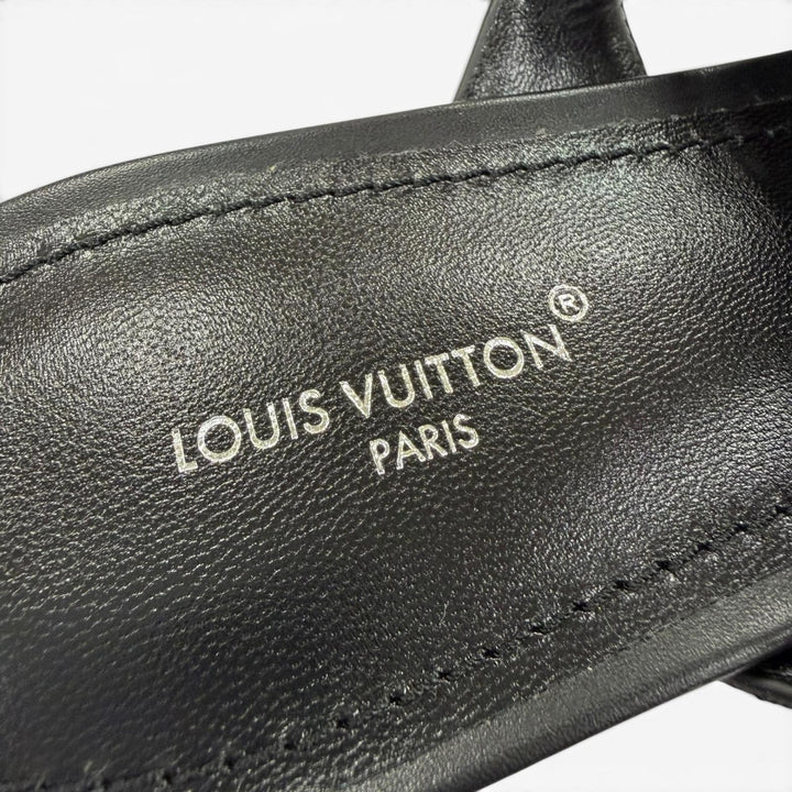 Pristine LOUIS VUITTON Sandals Legacy Line flat black leather Women 39