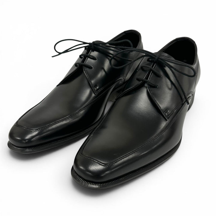 Pristine REGAL Leather shoes Open-laced U-tip derby shoes black leather mens
