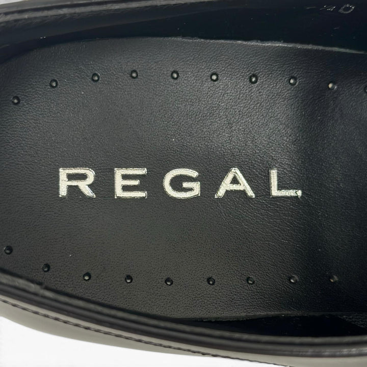 Pristine REGAL Leather shoes Open-laced U-tip derby shoes black leather mens