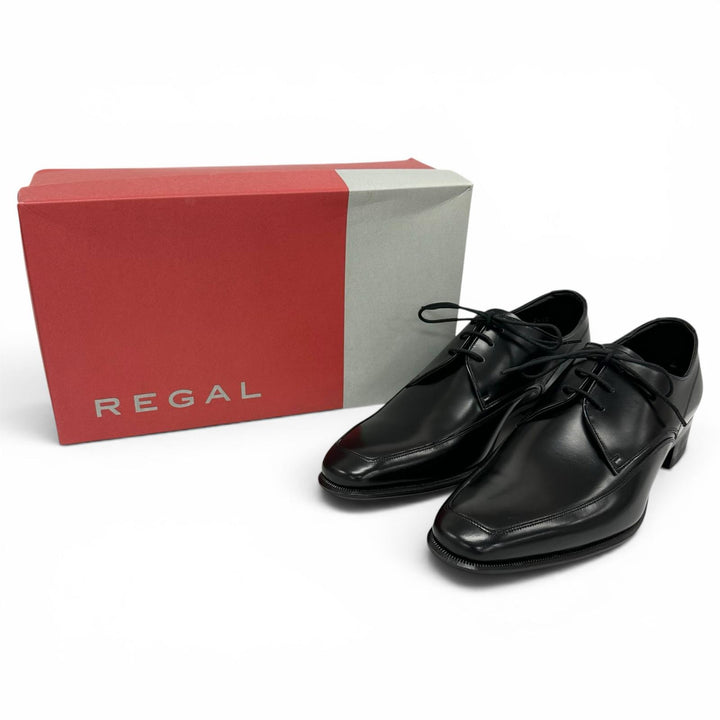 Pristine REGAL Leather shoes Open-laced U-tip derby shoes black leather mens