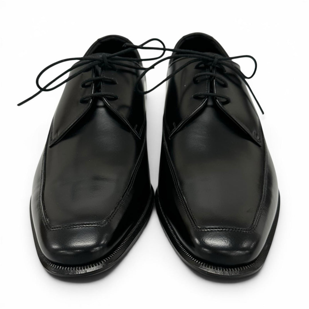 Pristine REGAL Leather shoes Open-laced U-tip derby shoes black leather mens