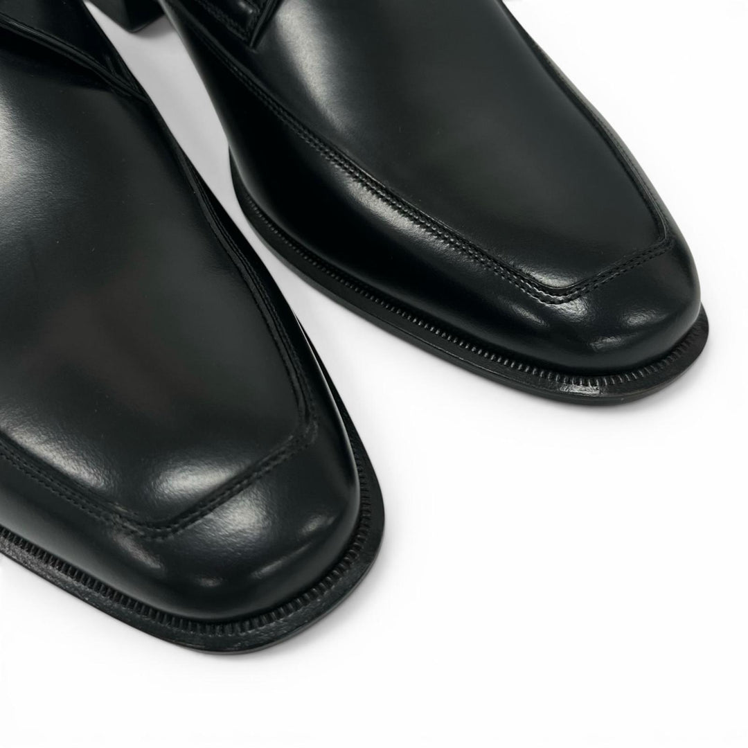 Pristine REGAL Leather shoes Open-laced U-tip derby shoes black leather mens