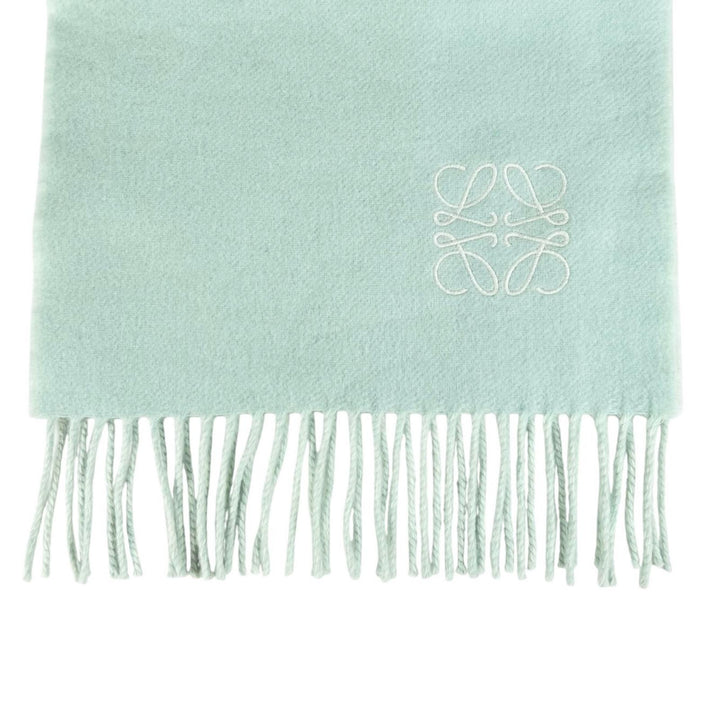 Excellent LOEWE Scarf Anagram embroidery with fringe Mint green Women F810250X01