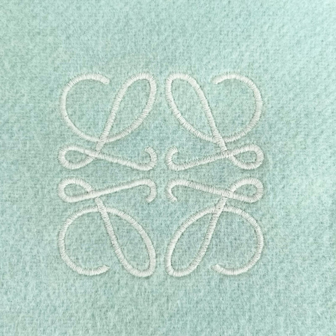 Excellent LOEWE Scarf Anagram embroidery with fringe Mint green Women F810250X01