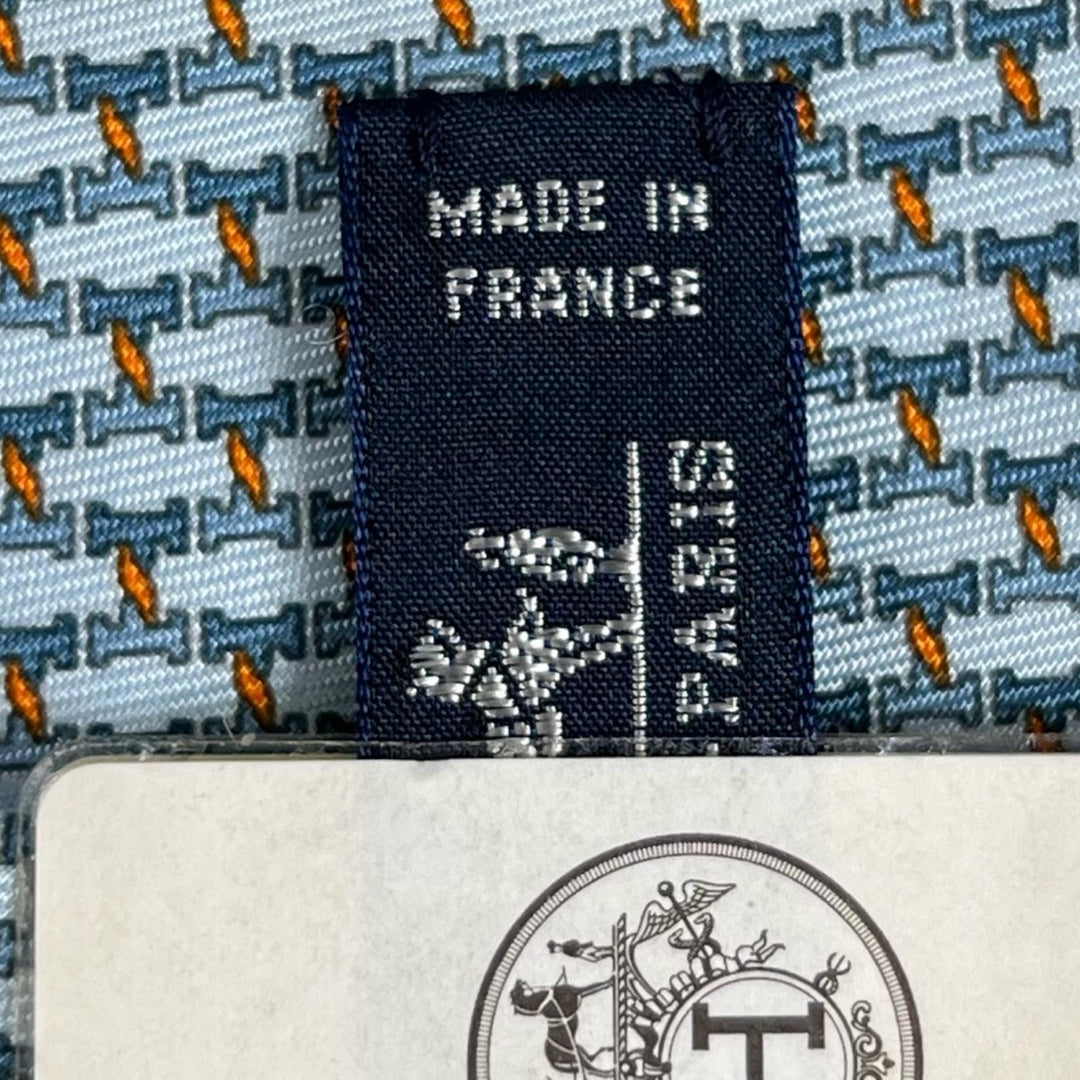 Pristine HERMES tie H TWIST Light blue silk mens 006376T