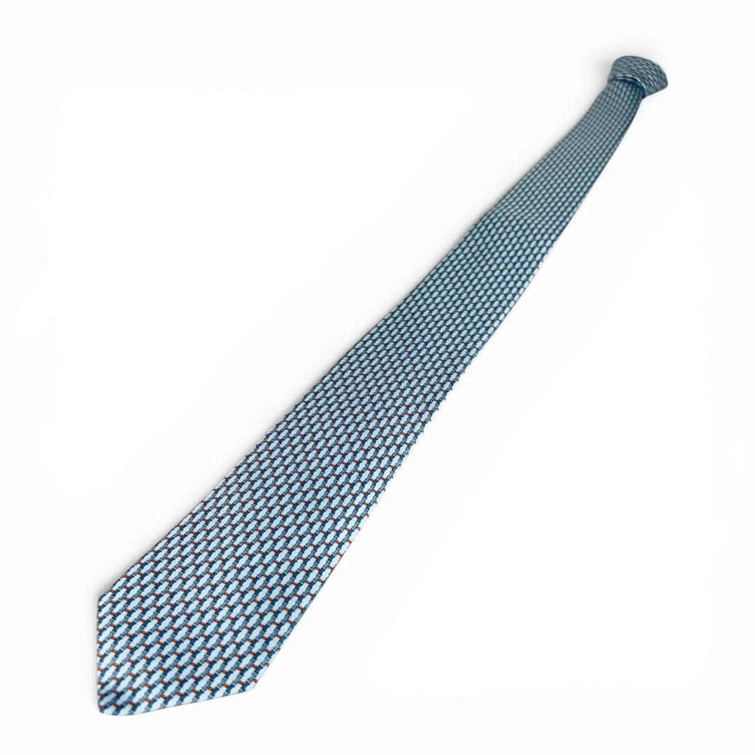 Pristine HERMES tie H TWIST Light blue silk mens 006376T