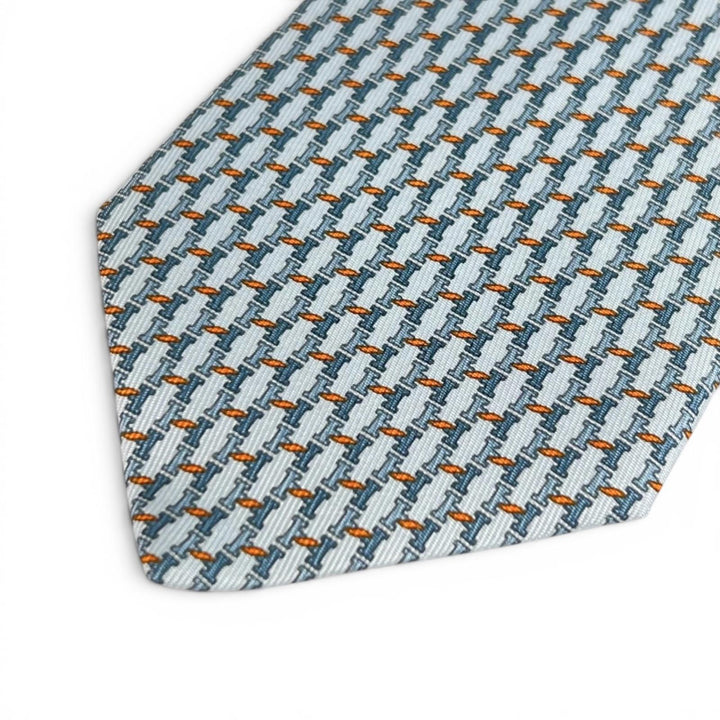 Pristine HERMES tie H TWIST Light blue silk mens 006376T
