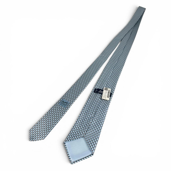 Pristine HERMES tie H TWIST Light blue silk mens 006376T